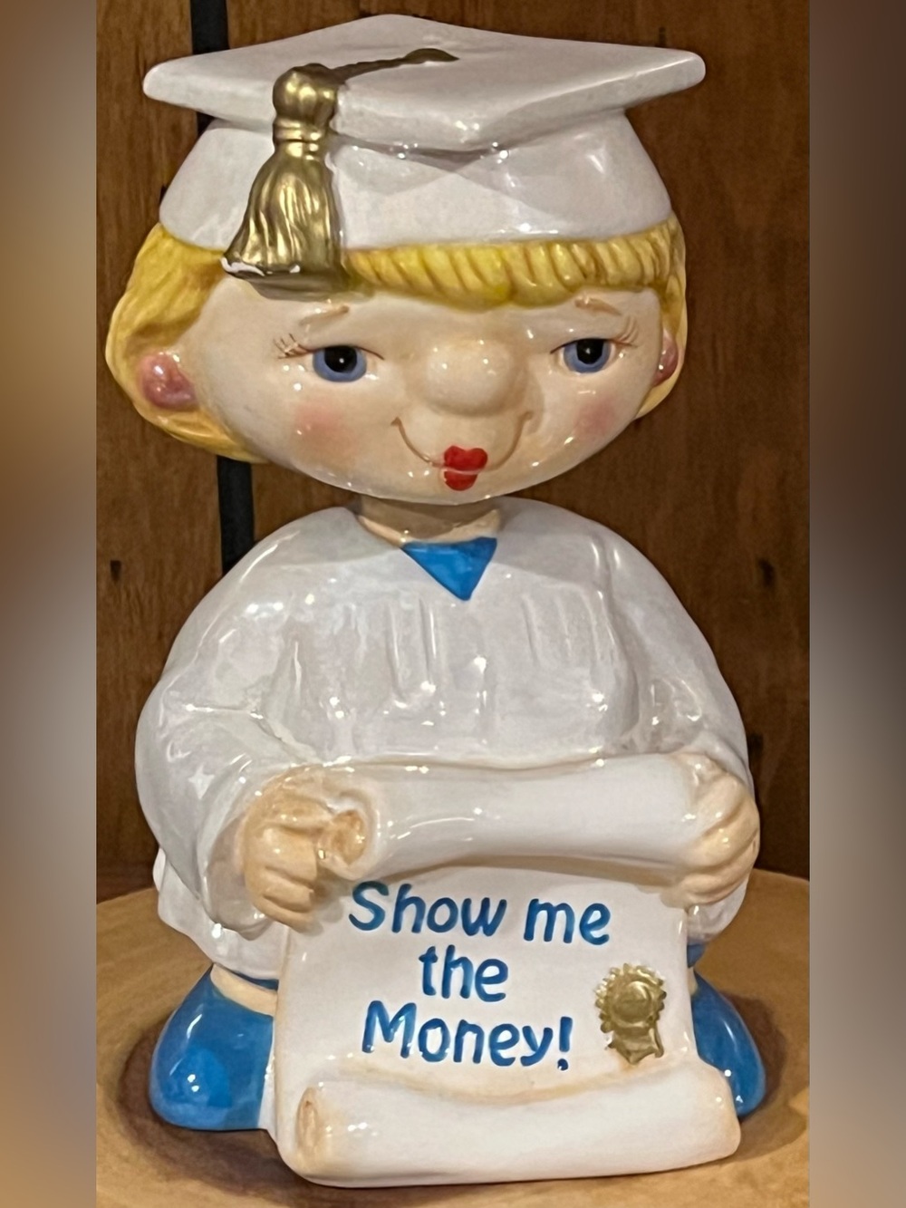 Girl Graduation Bobble Head Bank ht 7”